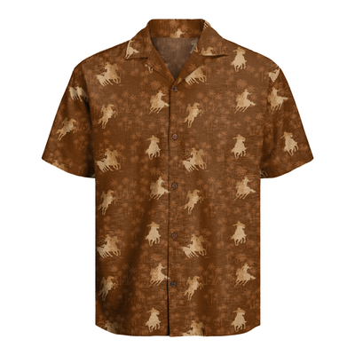 Men's Western Shirt - Cowboy Hawaiian Print Button-Up