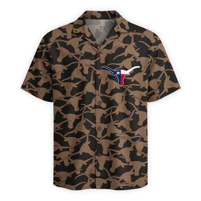 Lone Star Longhorn Hawaiian Shirt - Brown Edition