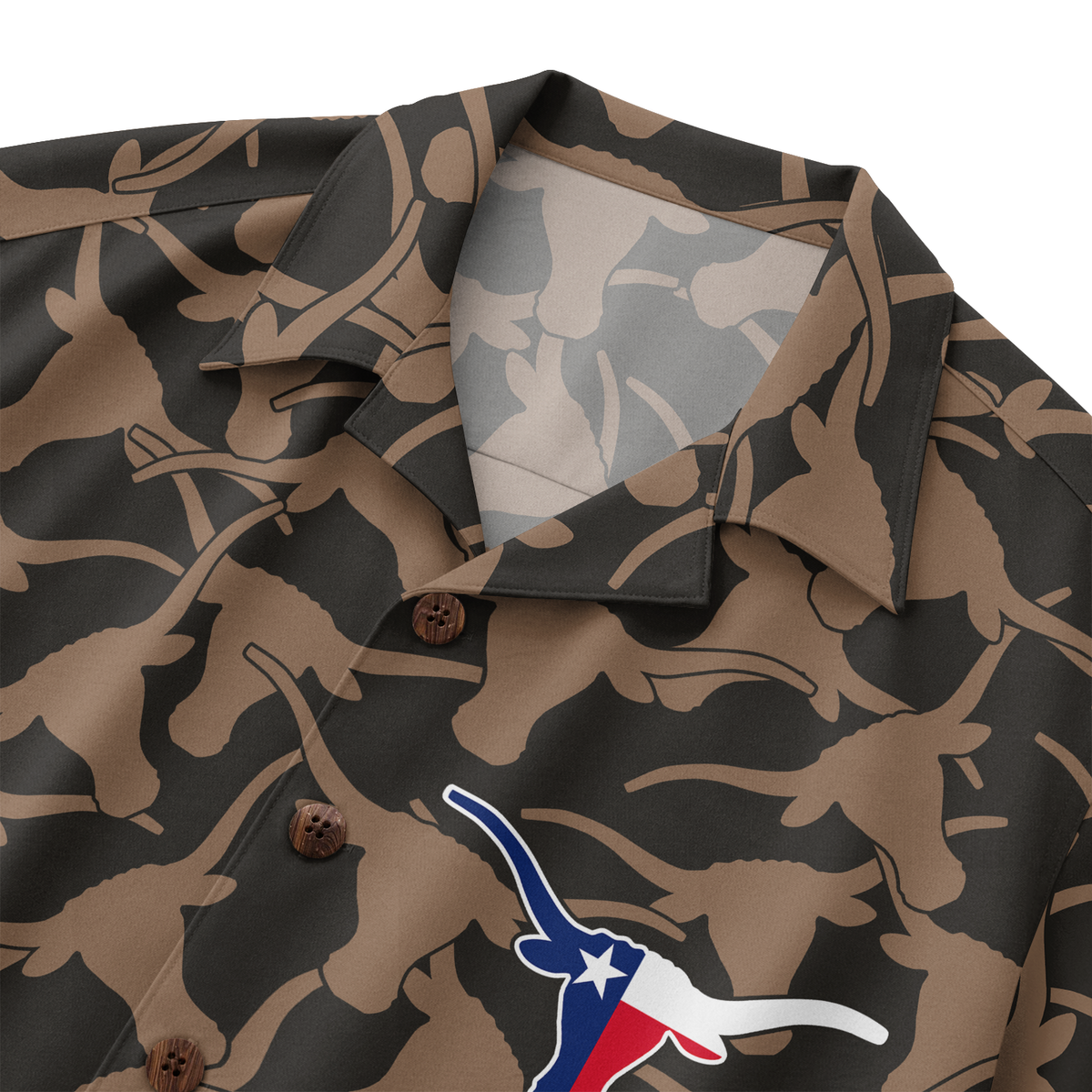 Men's Texas Longhorn Hawaiian Shirt - Brown Lone Star Button-Up