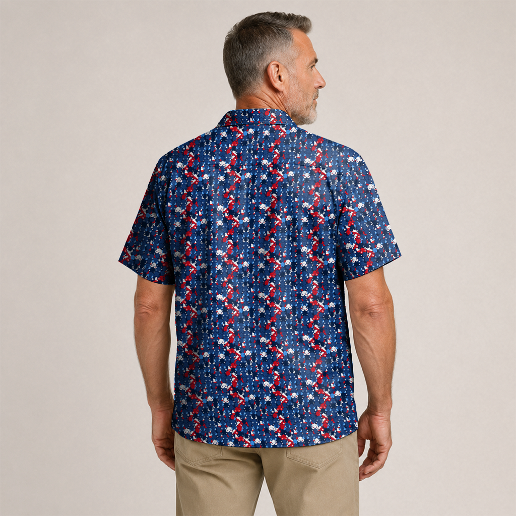 Texas Hawaiian Shirt for Men - Navy Texan Melons Print
