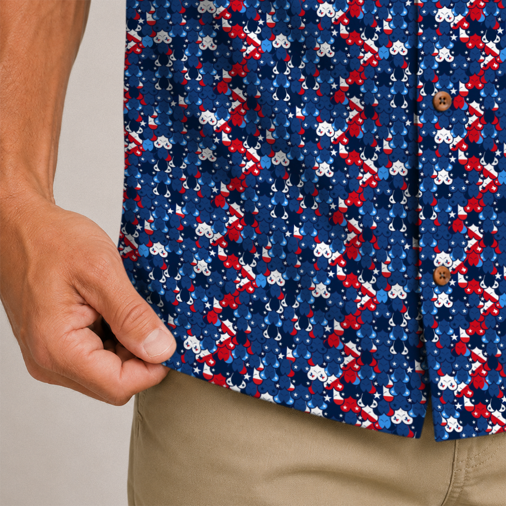 Texas Hawaiian Shirt for Men - Navy Texan Melons Print
