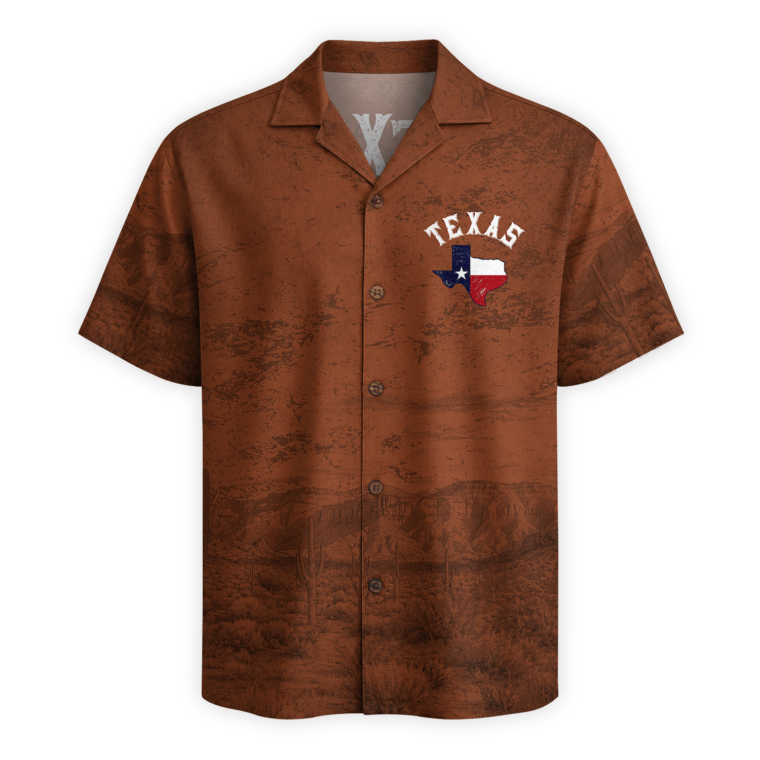 The Vintage Texas Heritage Hawaiian Shirt - Brown Edition