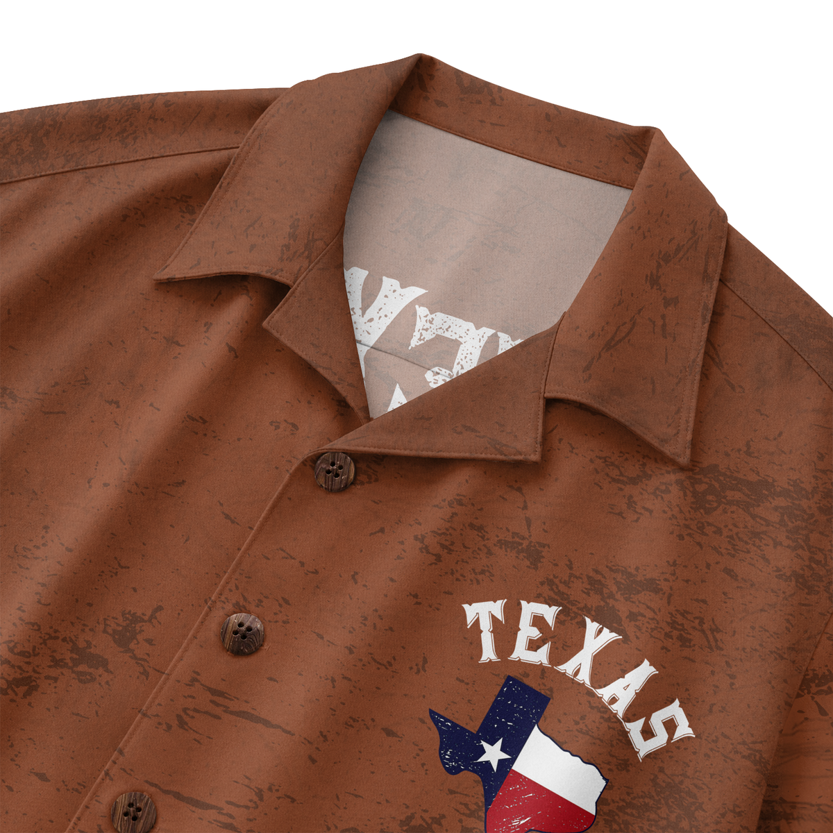 Men's Western Hawaiian Shirt - Brown Vintage Texas Heritage