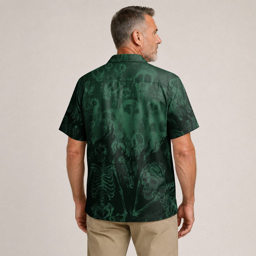 Skeleton Crew Highway Outlaws Muscle Car Hawaiian Shirt - Green Edition