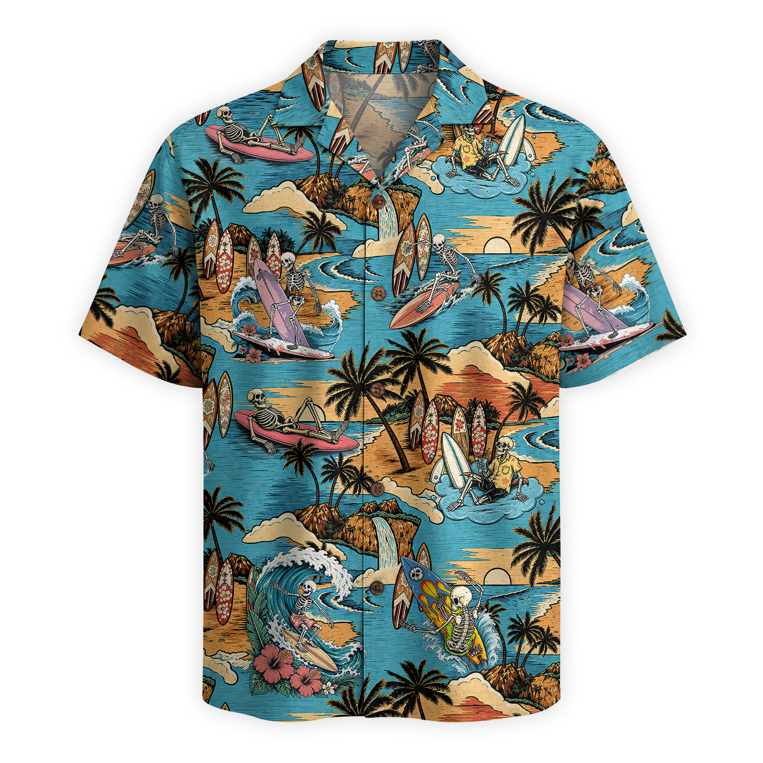 Endless Summer Surfing Skeleton Hawaiian Shirt
