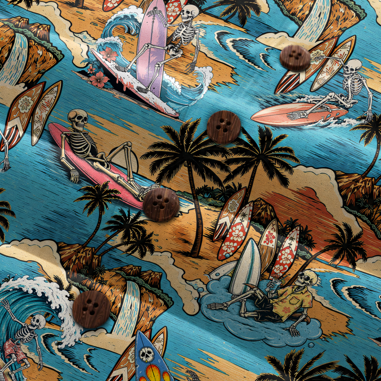 Endless Summer Surfing Skeleton Hawaiian Shirt