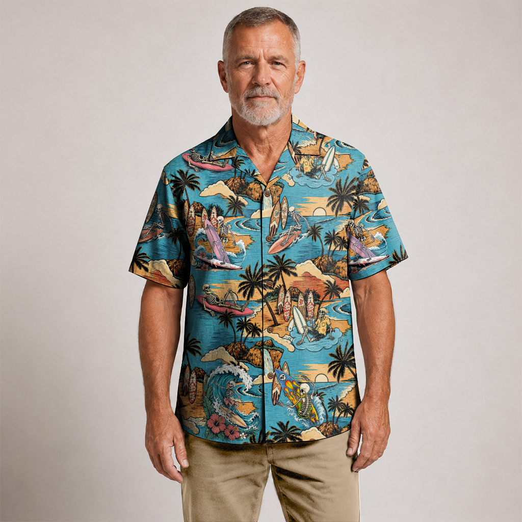 Endless Summer Surfing Skeleton Hawaiian Shirt