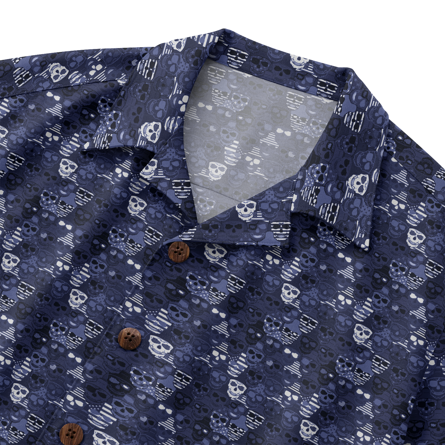 American Pride Freedom Skull Hawaiian Shirt - Navy Edition