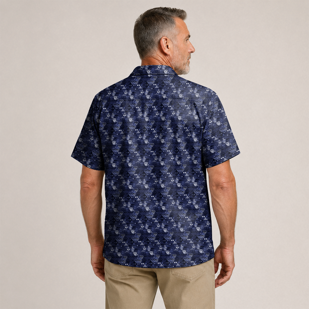American Pride Freedom Skull Hawaiian Shirt - Navy Edition