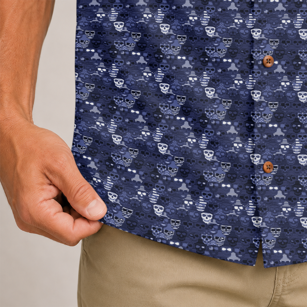 American Pride Freedom Skull Hawaiian Shirt - Navy Edition