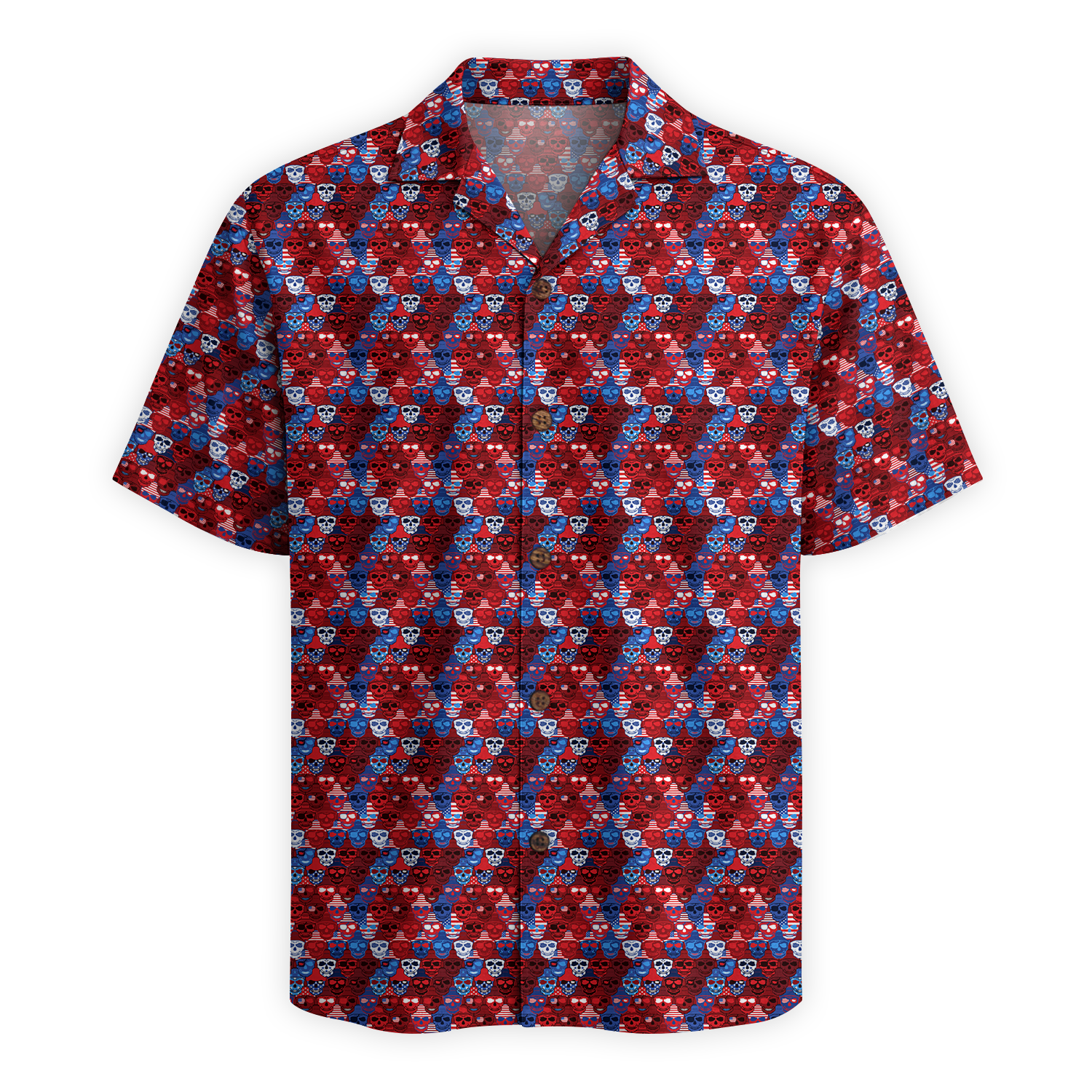American Pride Freedom Skull Hawaiian Shirt - Red Edition