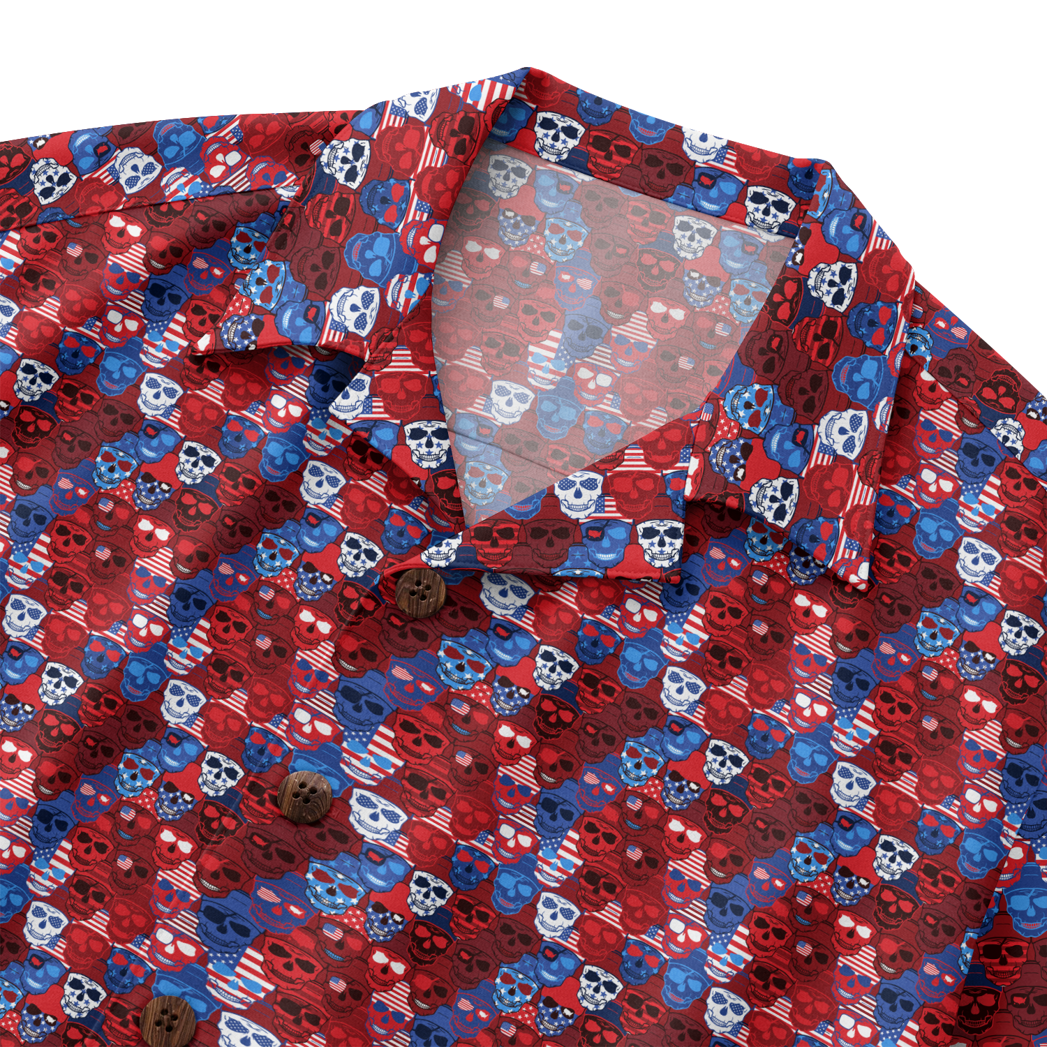 American Pride Freedom Skull Hawaiian Shirt - Red Edition