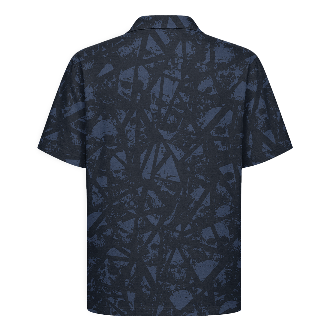 Deep Blue Skull Pattern Hawaiian Shirt - Navy Edition