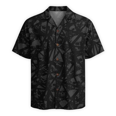 Deep Skull Pattern Hawaiian Shirt - Black Edition