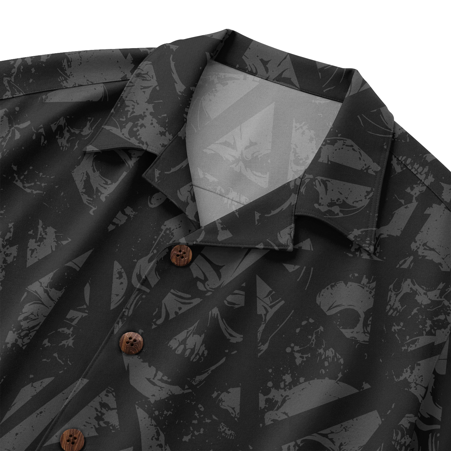 Deep Skull Pattern Hawaiian Shirt - Black Edition