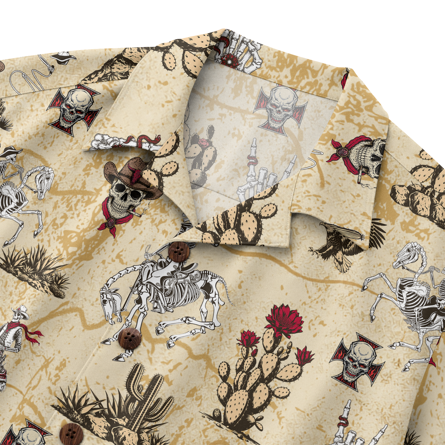 Vintage Desert Outlaw Skeleton Cowboy Hawaiian Shirt - Desert Sand Edition