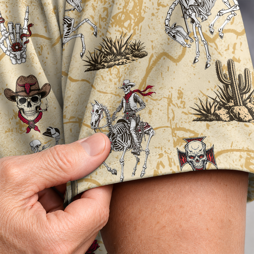 Vintage Desert Outlaw Skeleton Cowboy Hawaiian Shirt - Desert Sand Edition