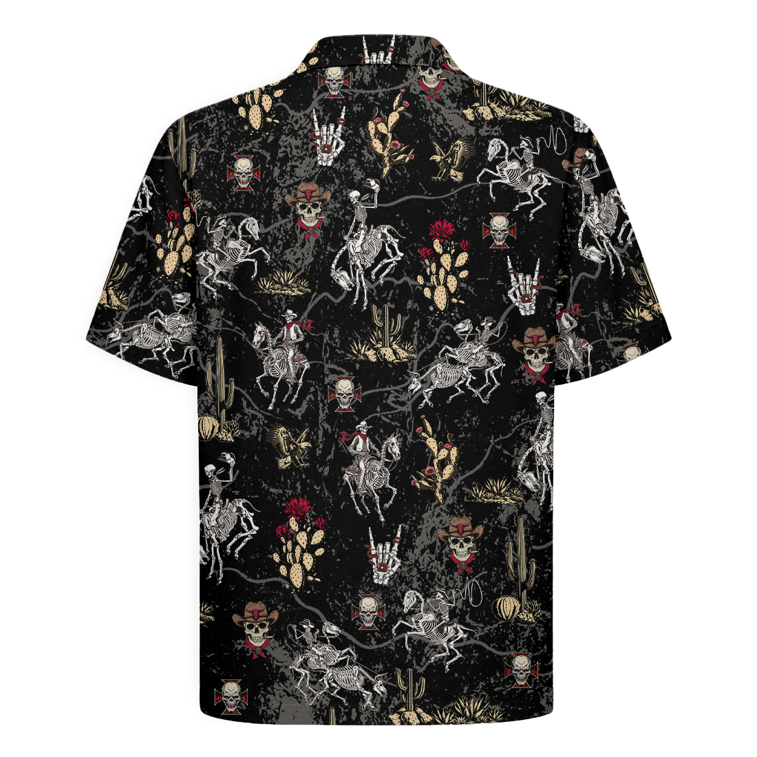 Vintage Desert Outlaw Skeleton Cowboy Hawaiian Shirt - Black Edition