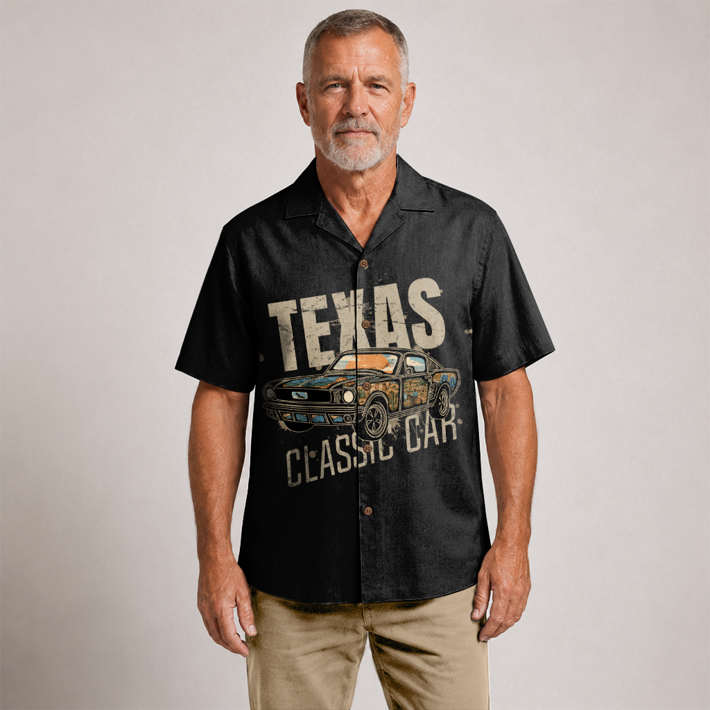 Texas x Classic Car Hawaiian Shirt for Men