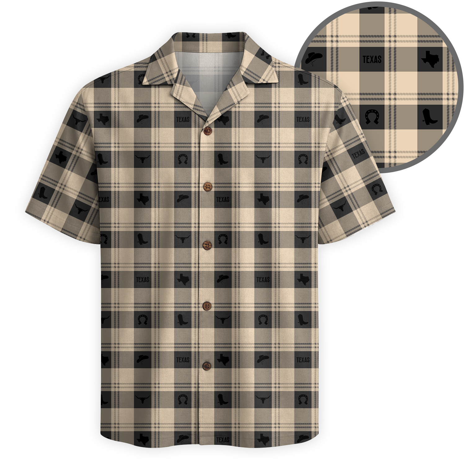 Texas Check Hawaiian Shirt for Men
