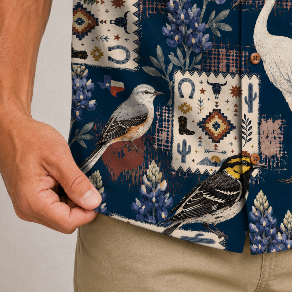 Texas x Bird Watching Hawaiian Shirt for Men