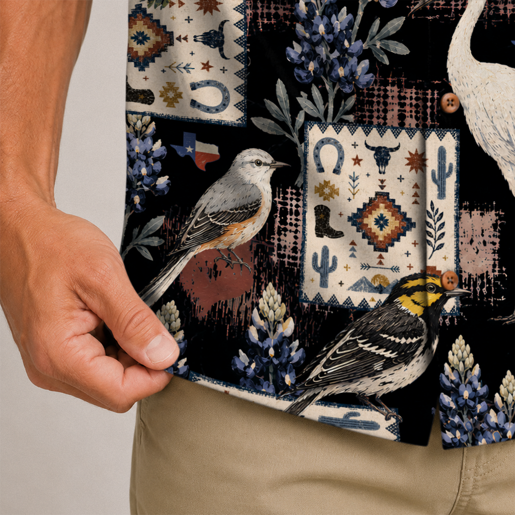 Texas x Bird Watching Hawaiian Shirt for Men