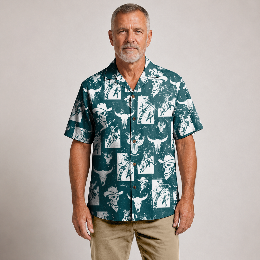 Texas x Skull Hawaiian Shirt for Men