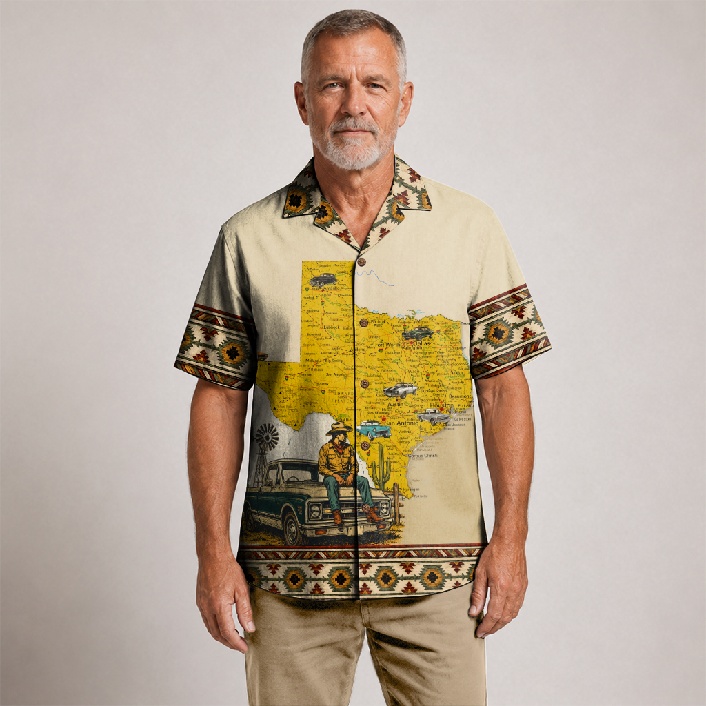 Texas x Classic Car Hawaiian Shirt for Men