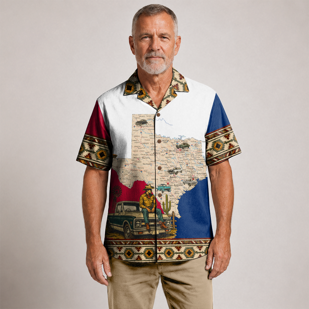 Texas x Classic Car Hawaiian Shirt for Men