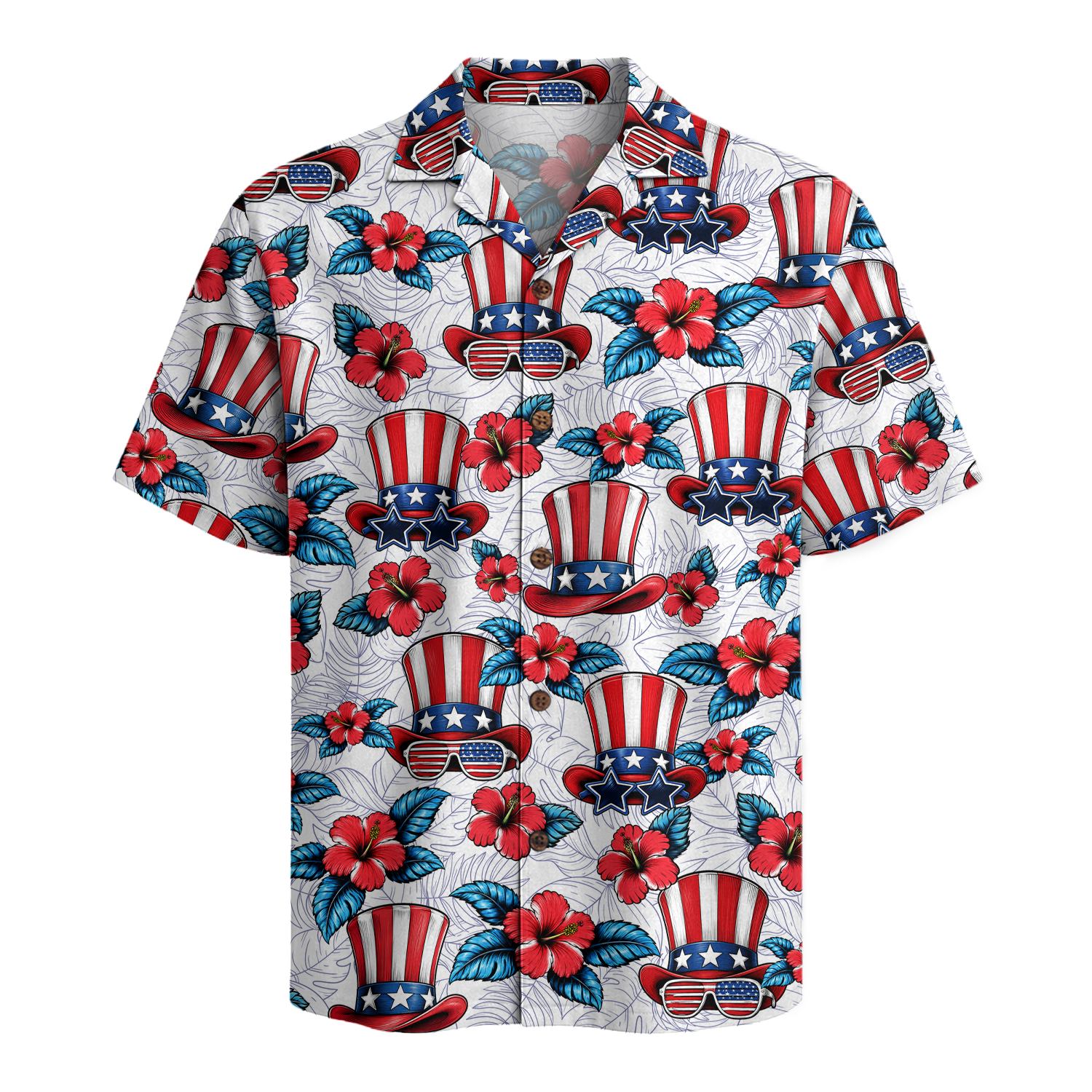 American Heritage Uncle Sam Hat Hawaiian Shirt for Men