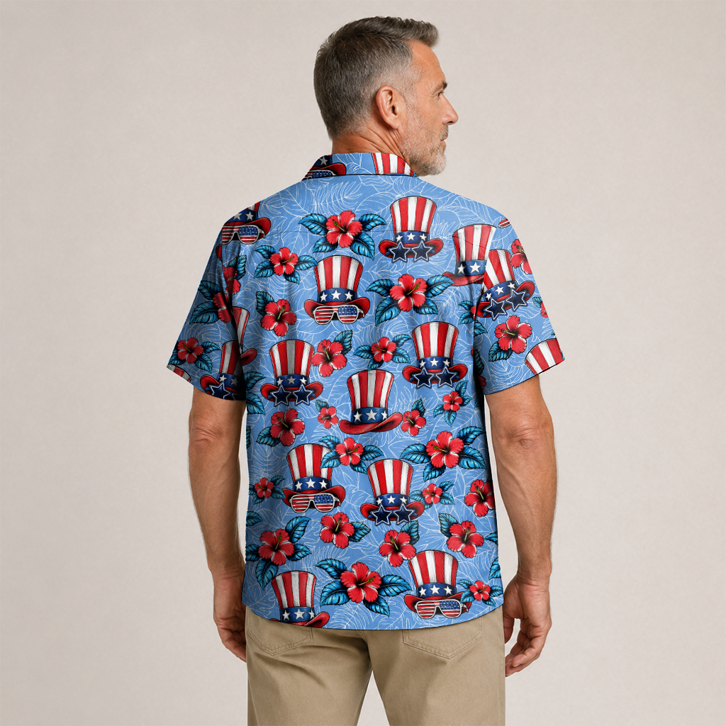 American Heritage Uncle Sam Hat Hawaiian Shirt for Men