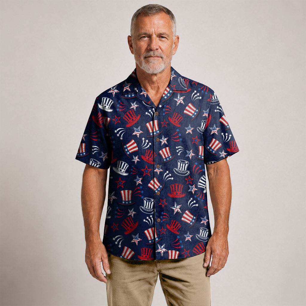 American Heritage Uncle Sam Hat Hawaiian Shirt for Men