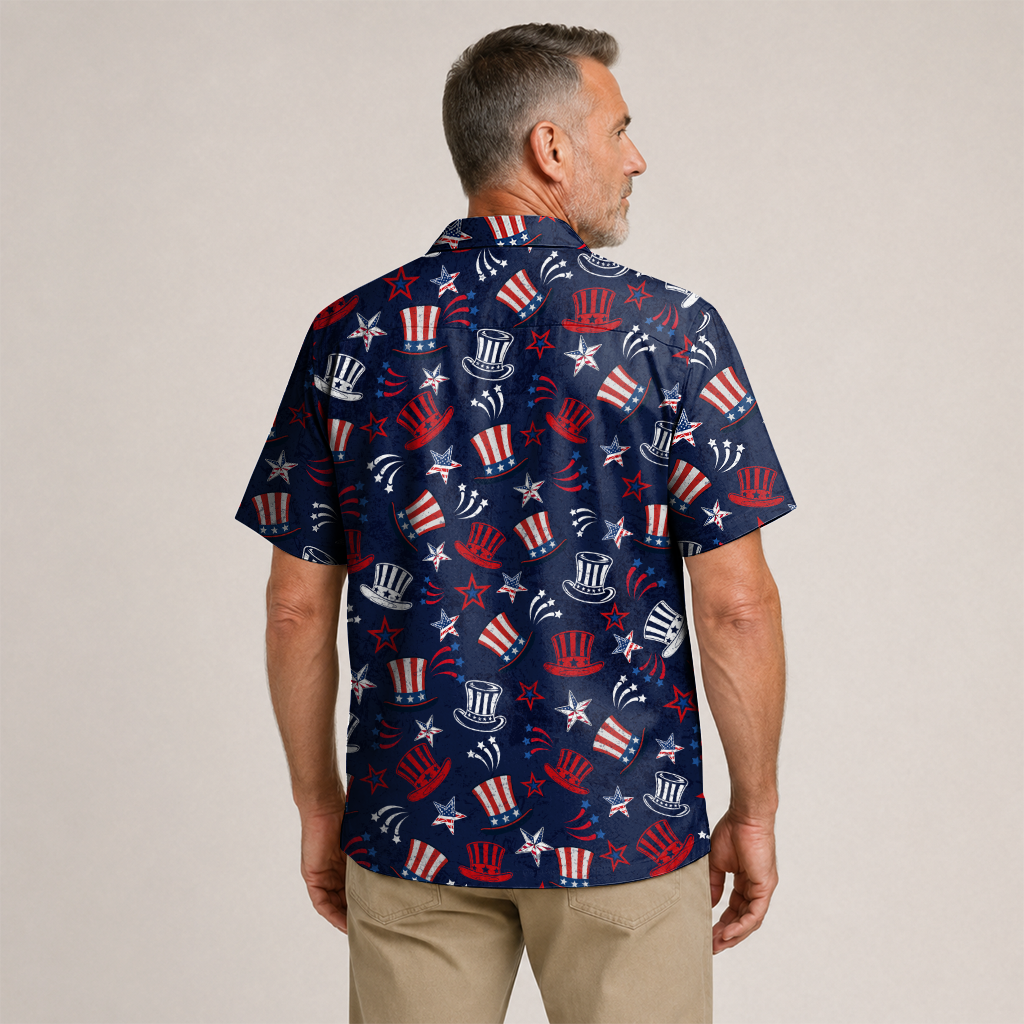 American Heritage Uncle Sam Hat Hawaiian Shirt for Men