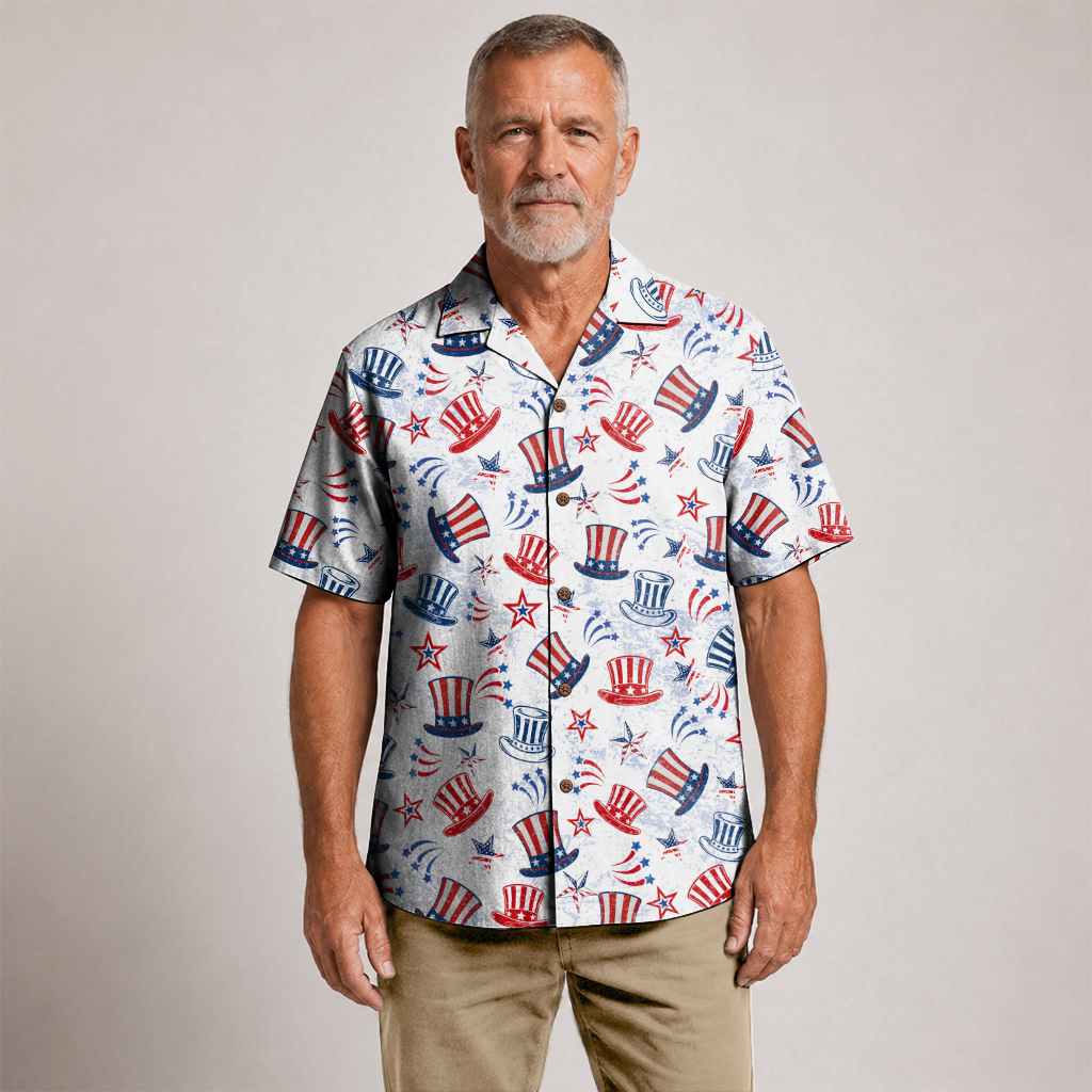 American Heritage Uncle Sam Hat Hawaiian Shirt for Men