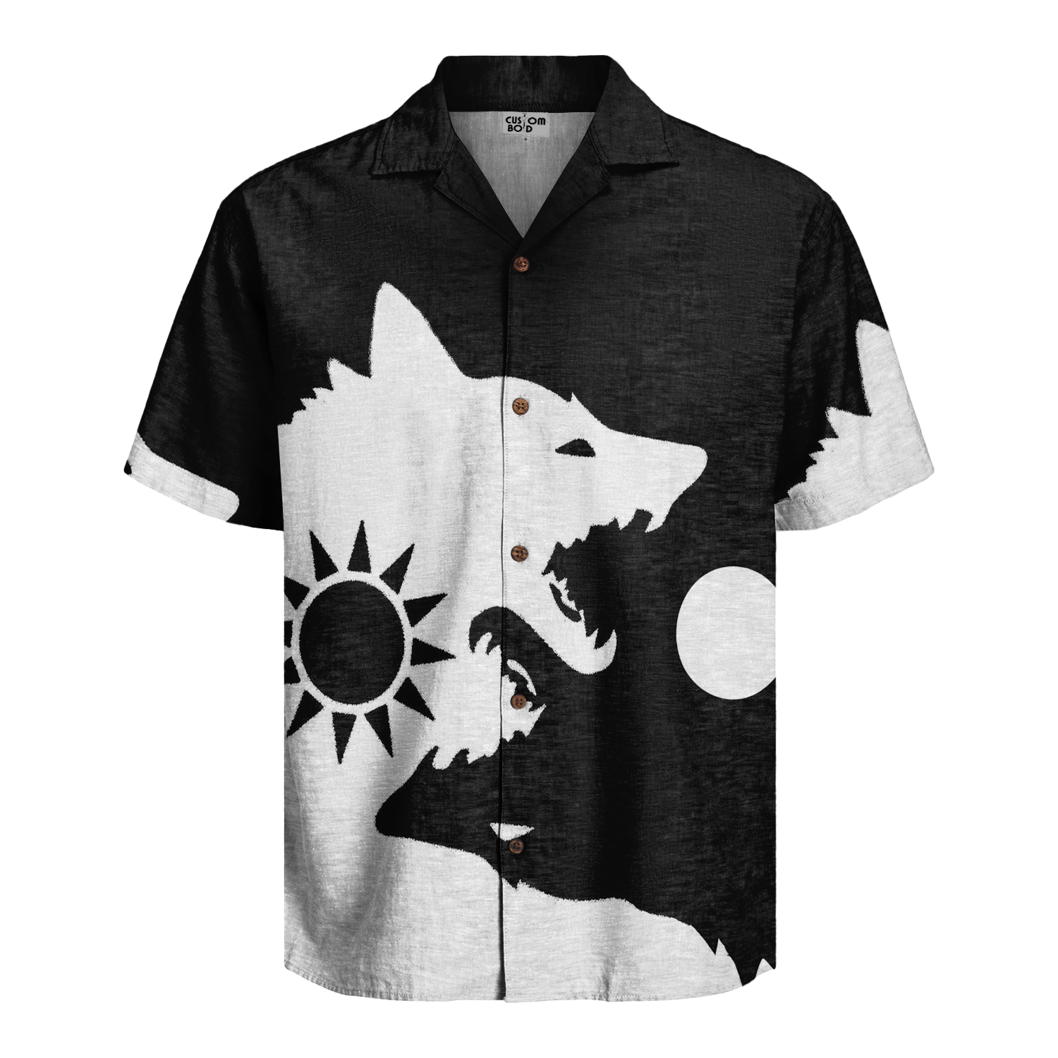 Wolves Yin Yang Linen Short Sleeve Shirt