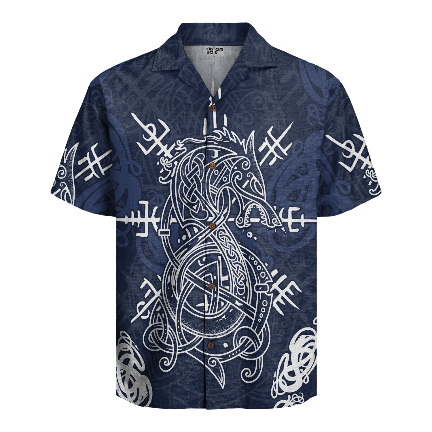 Nordic Dragon Knot Linen Short Sleeve Shirt