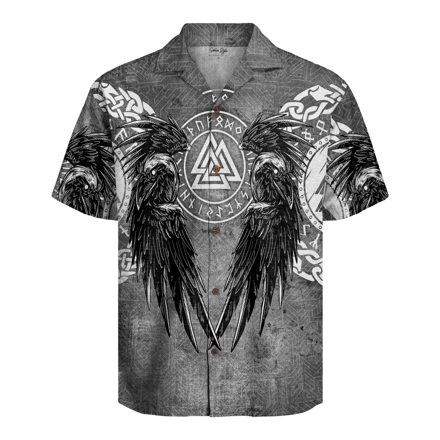 A Powerful Valknut Symbol Linen Short Sleeve Shirt