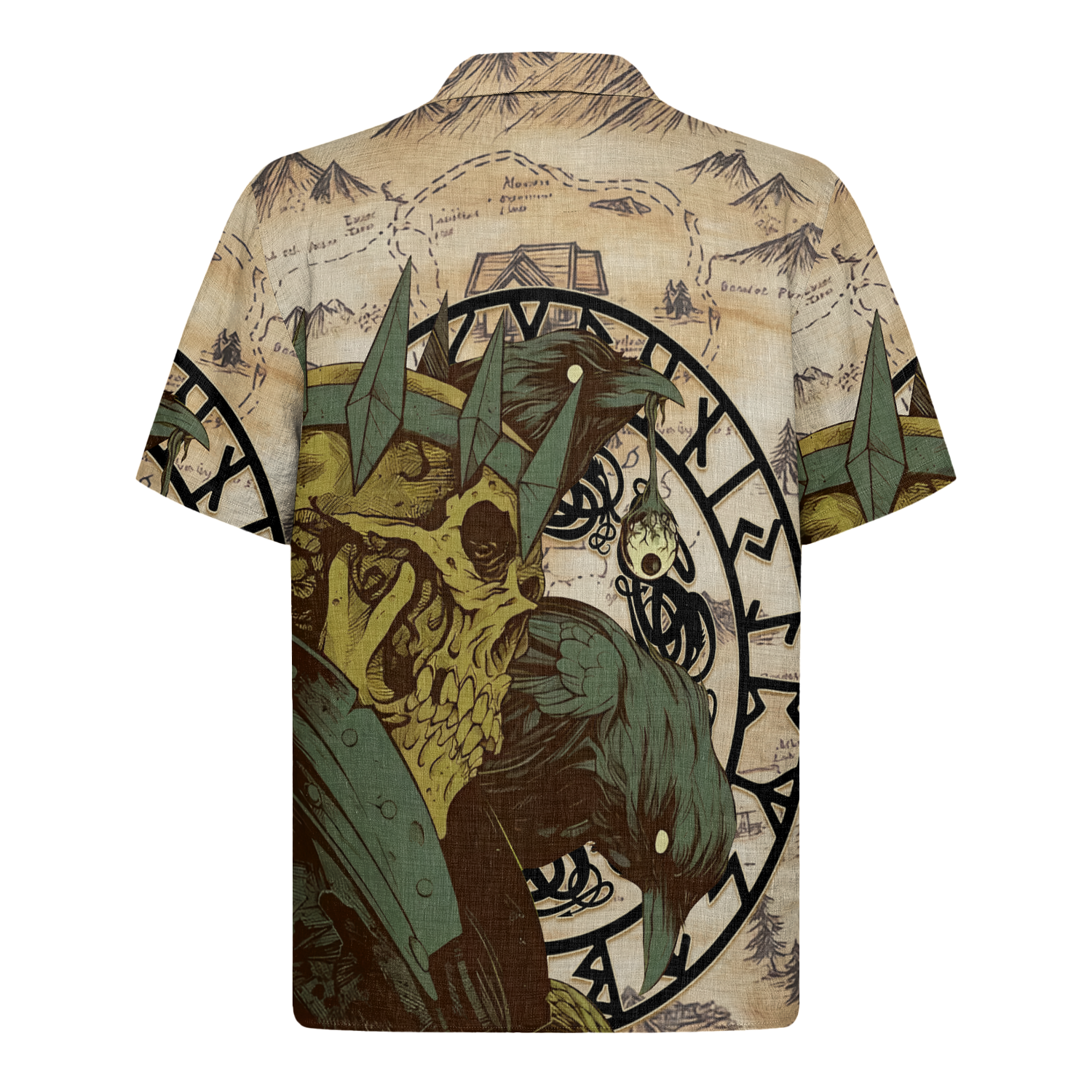 Skull of the Norse Raven Linen Short Sleeve Shirt