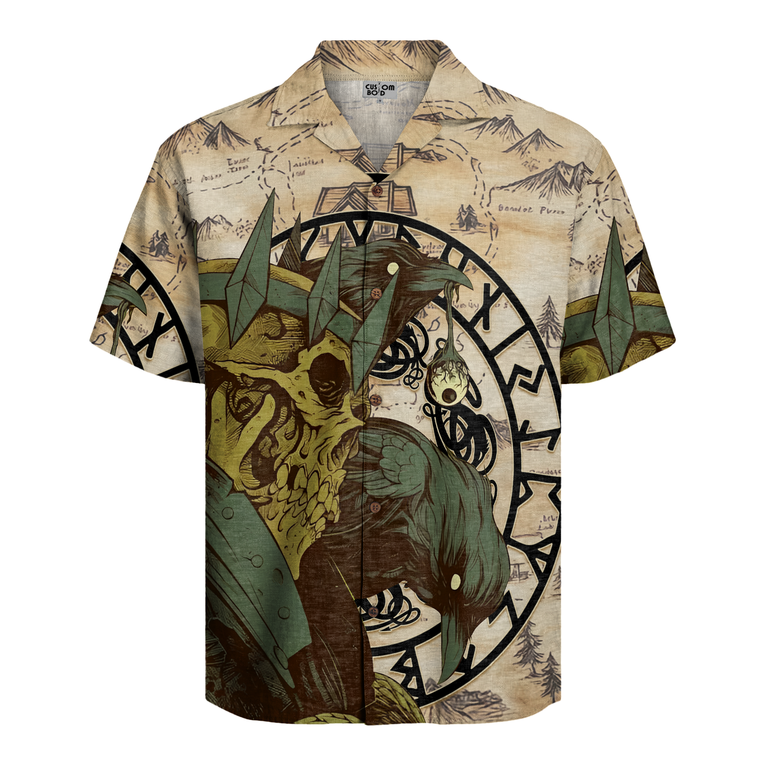 Skull of the Norse Raven Linen Short Sleeve Shirt