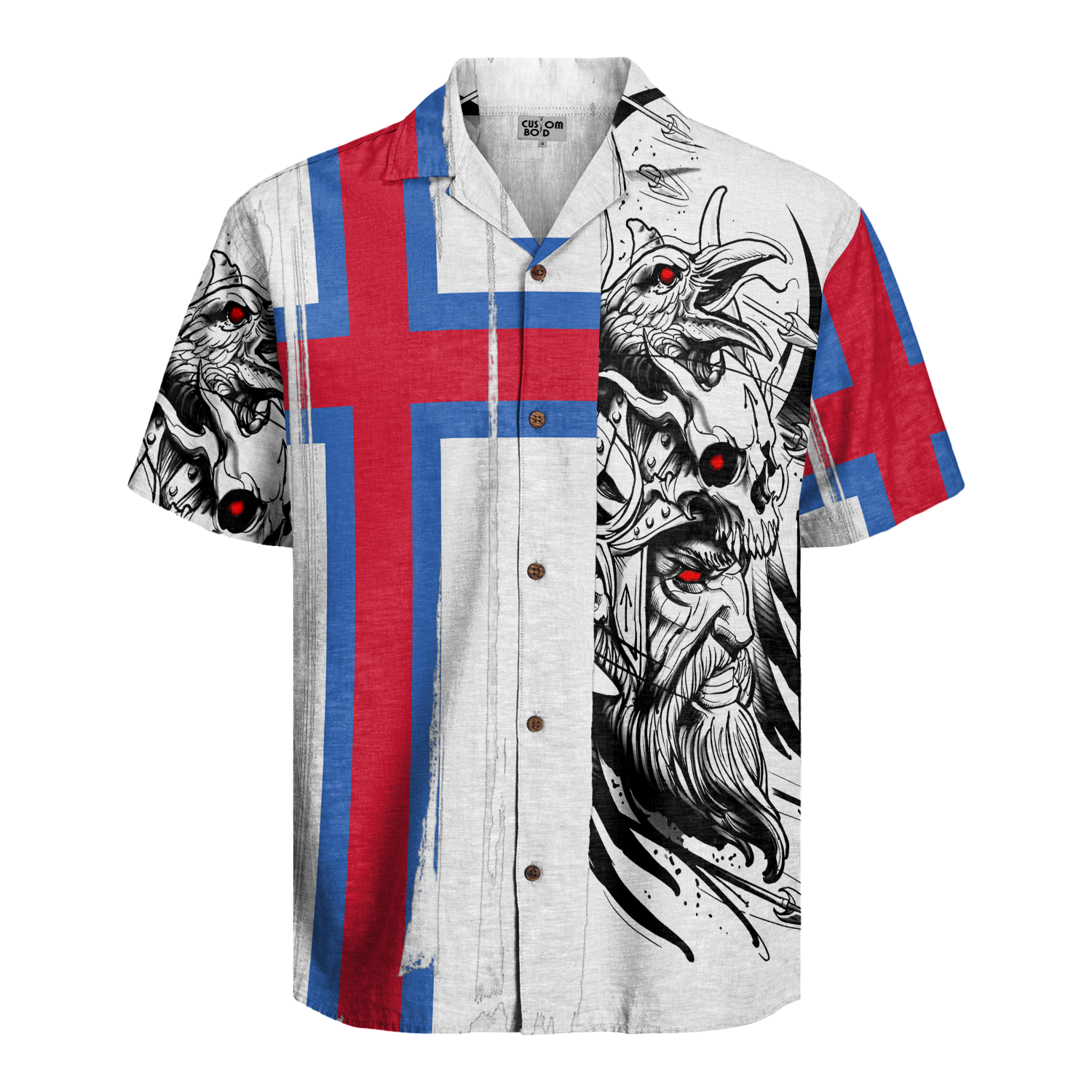 Odin's Faroese Patriotic Linen Short Sleeve Shirt