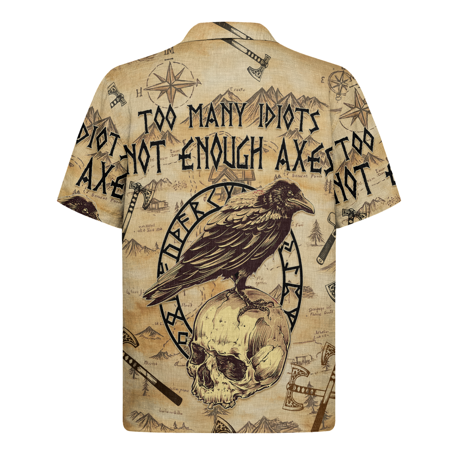 Too Many Idiots Not Enough Axes Linen Short Sleeve Shirt