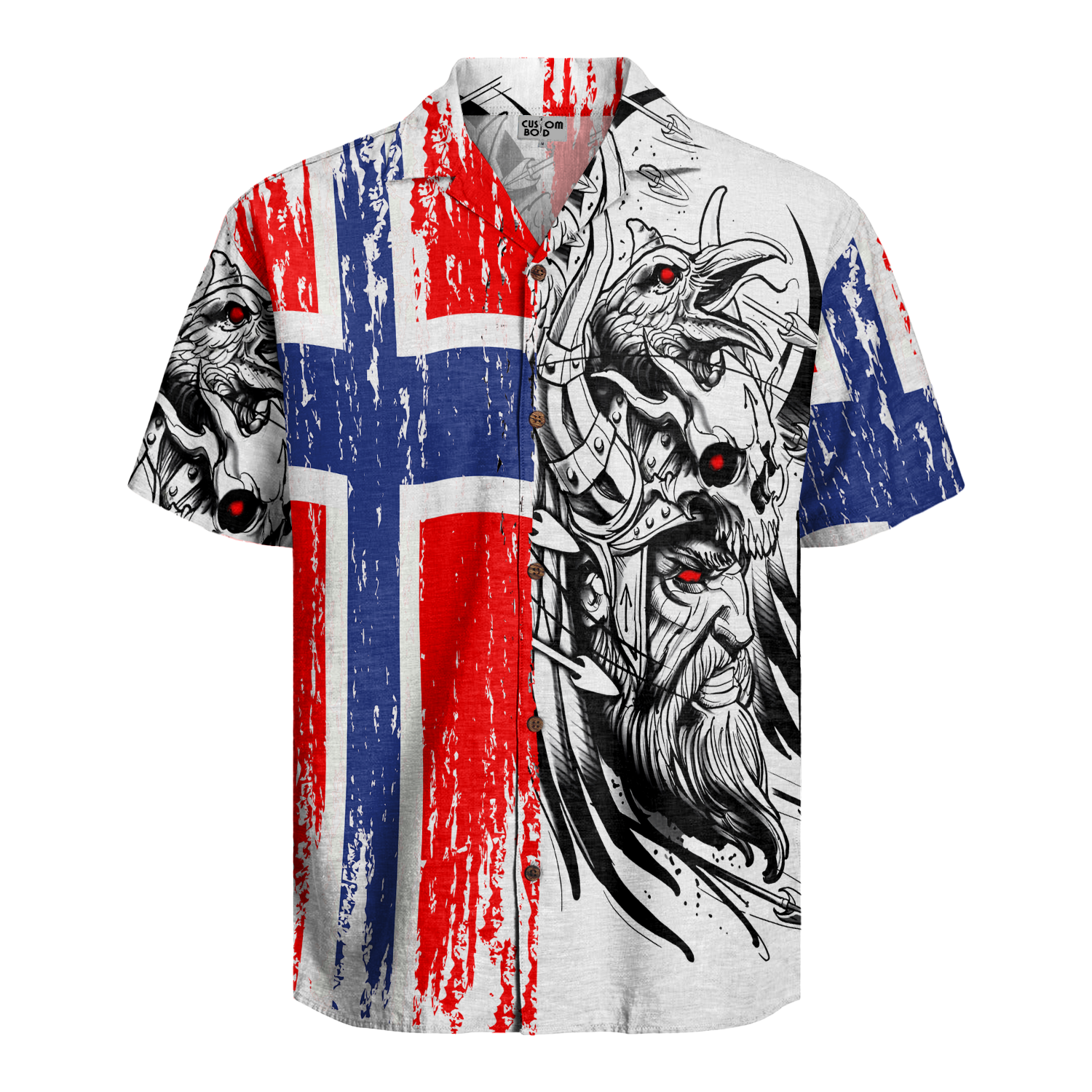 Odin's Norway Patriotic Linen Short Sleeve Shirt