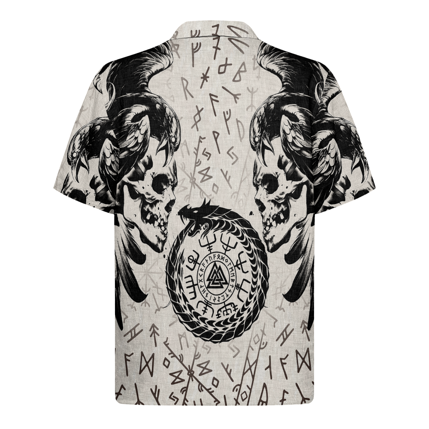 Viking Skulls of Valhalla Linen Short Sleeve Shirt