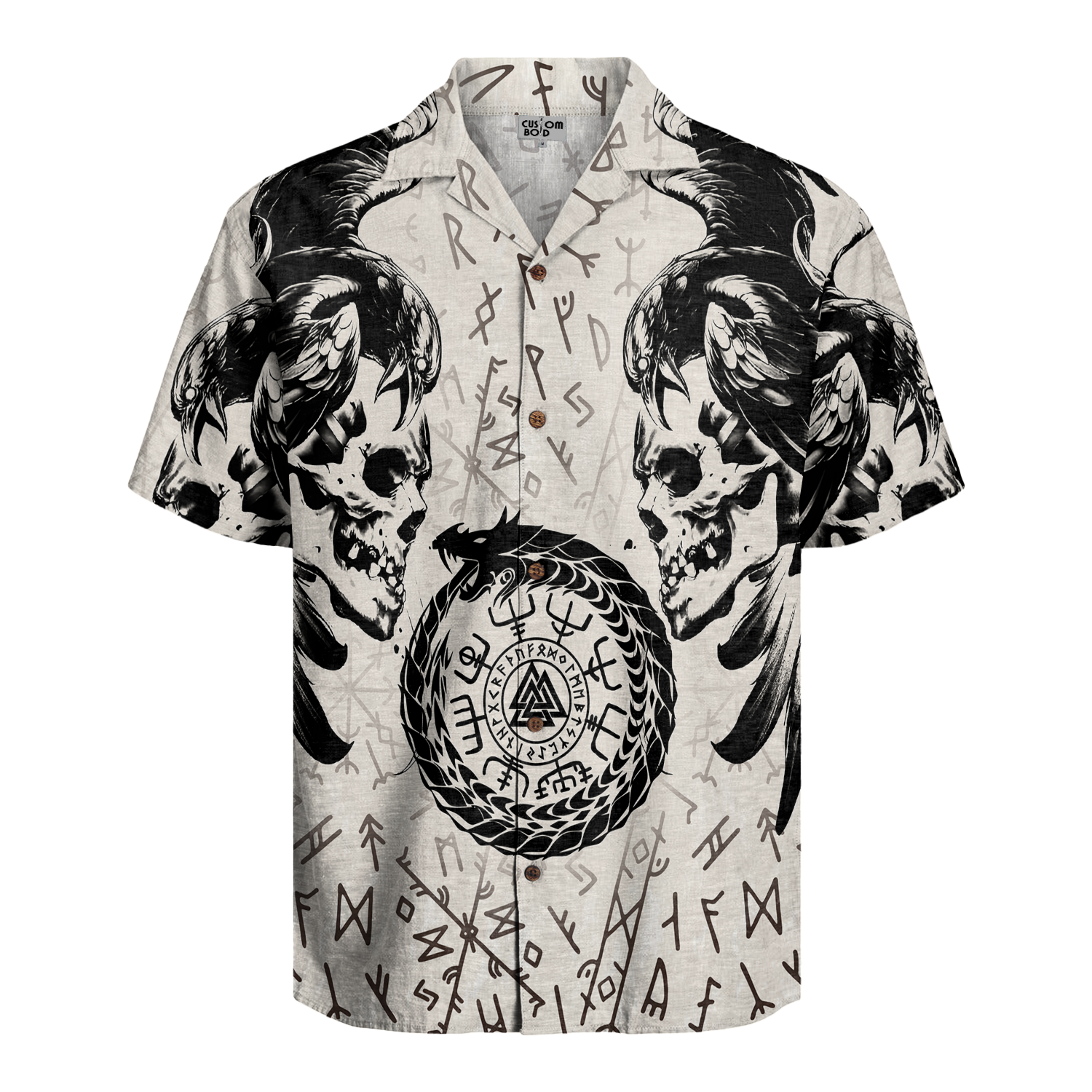 Viking Skulls of Valhalla Linen Short Sleeve Shirt