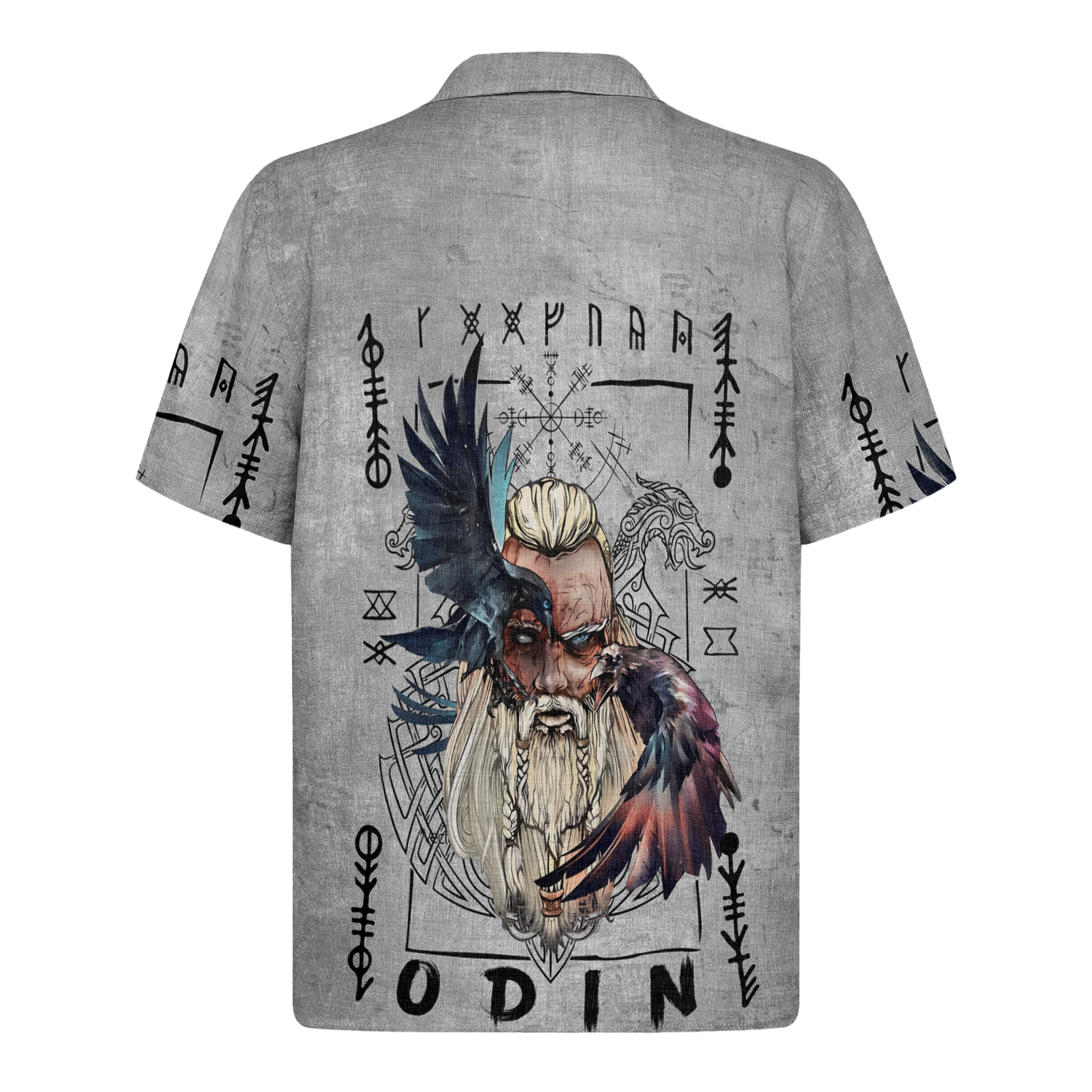 Odin’s Wisdom And The Ravens Linen Short Sleeve Shirt