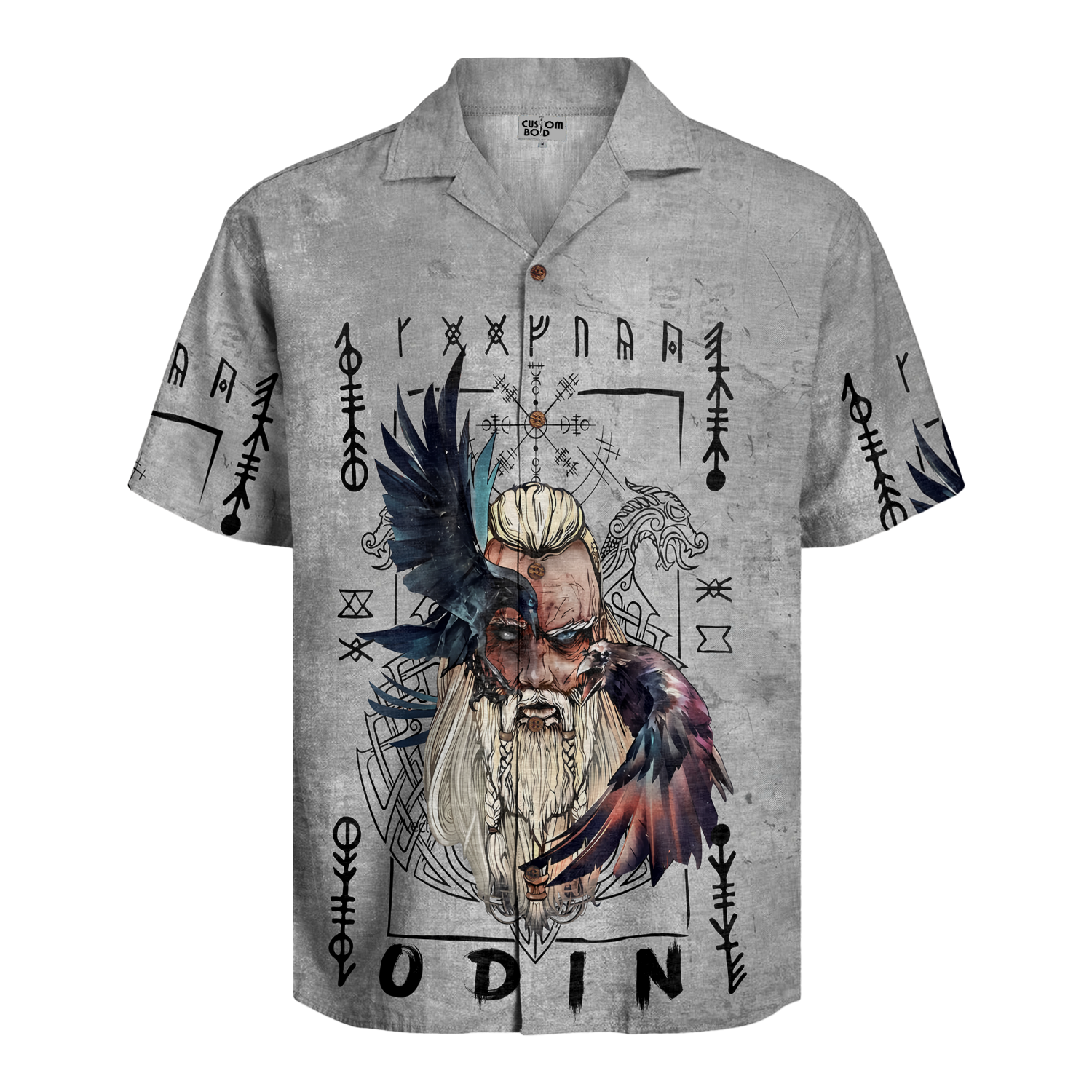 Odin’s Wisdom And The Ravens Linen Short Sleeve Shirt