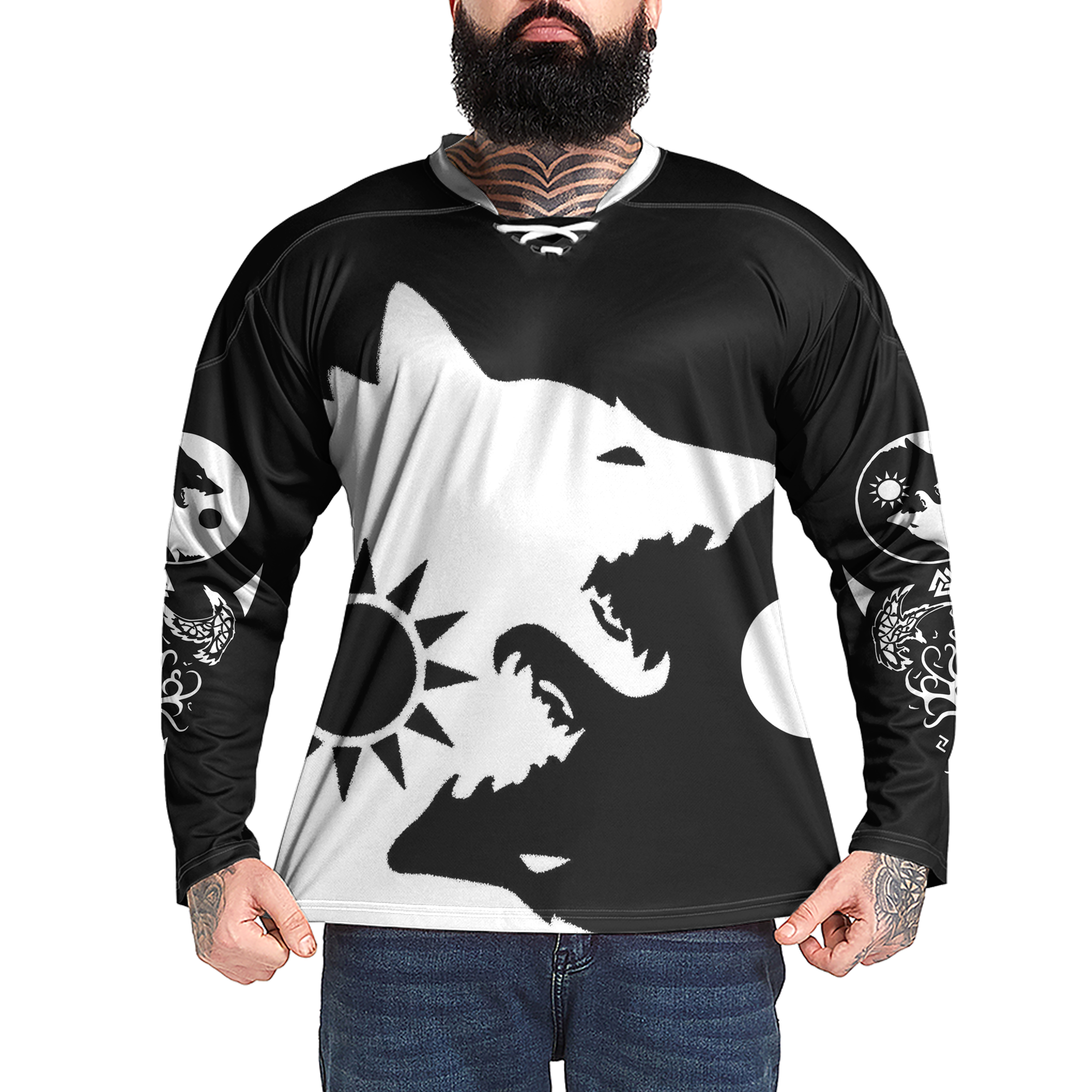 Wolves Yin Yang Custom Name Viking Laced Jersey