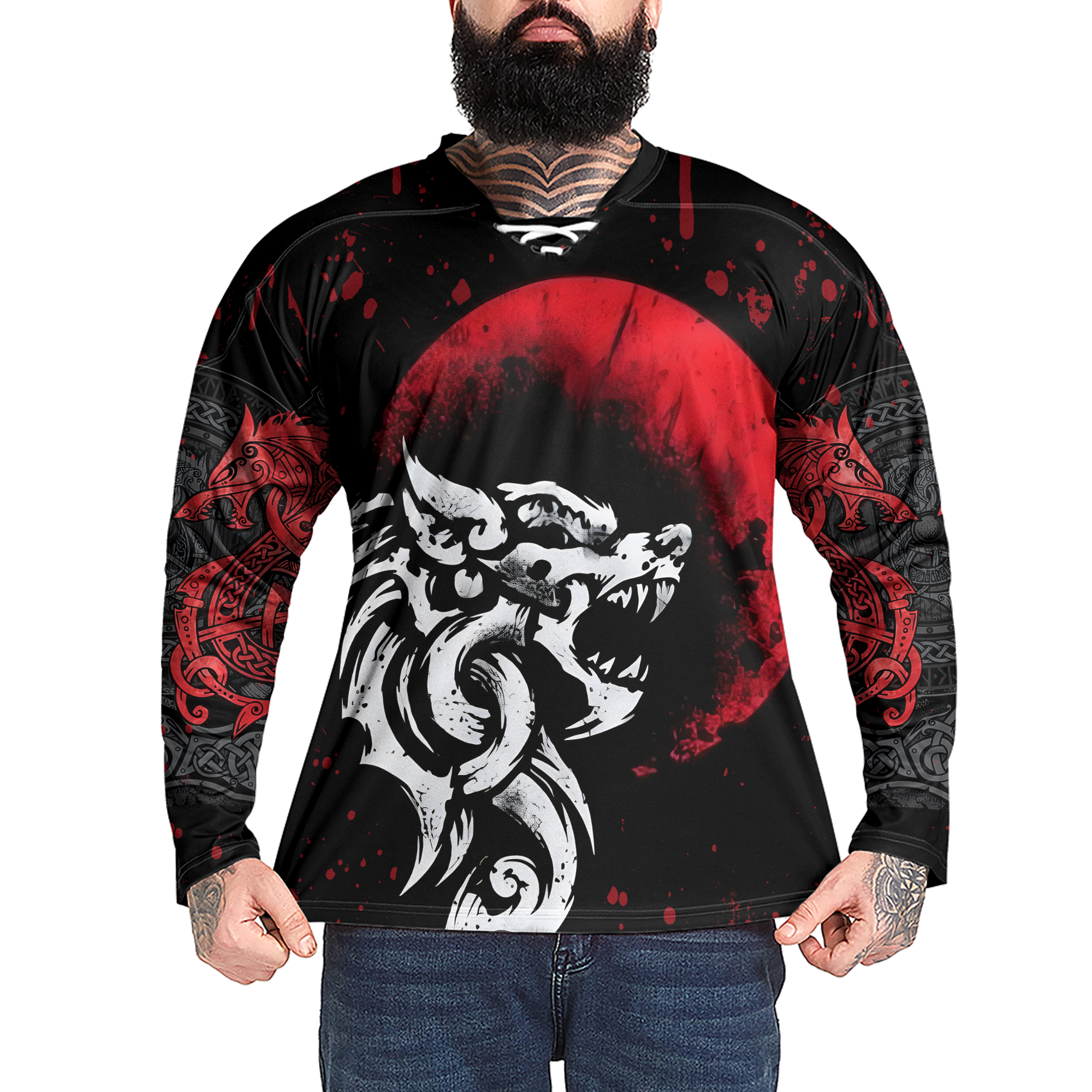 Viking Fenrir - Monstrous Wolf Custom Name Viking Laced Jersey