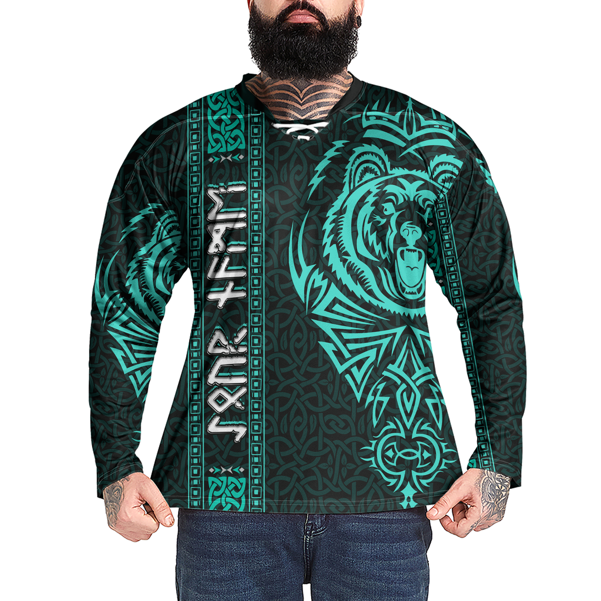 Viking Bear Sentinel Custom Name Viking Laced Jersey