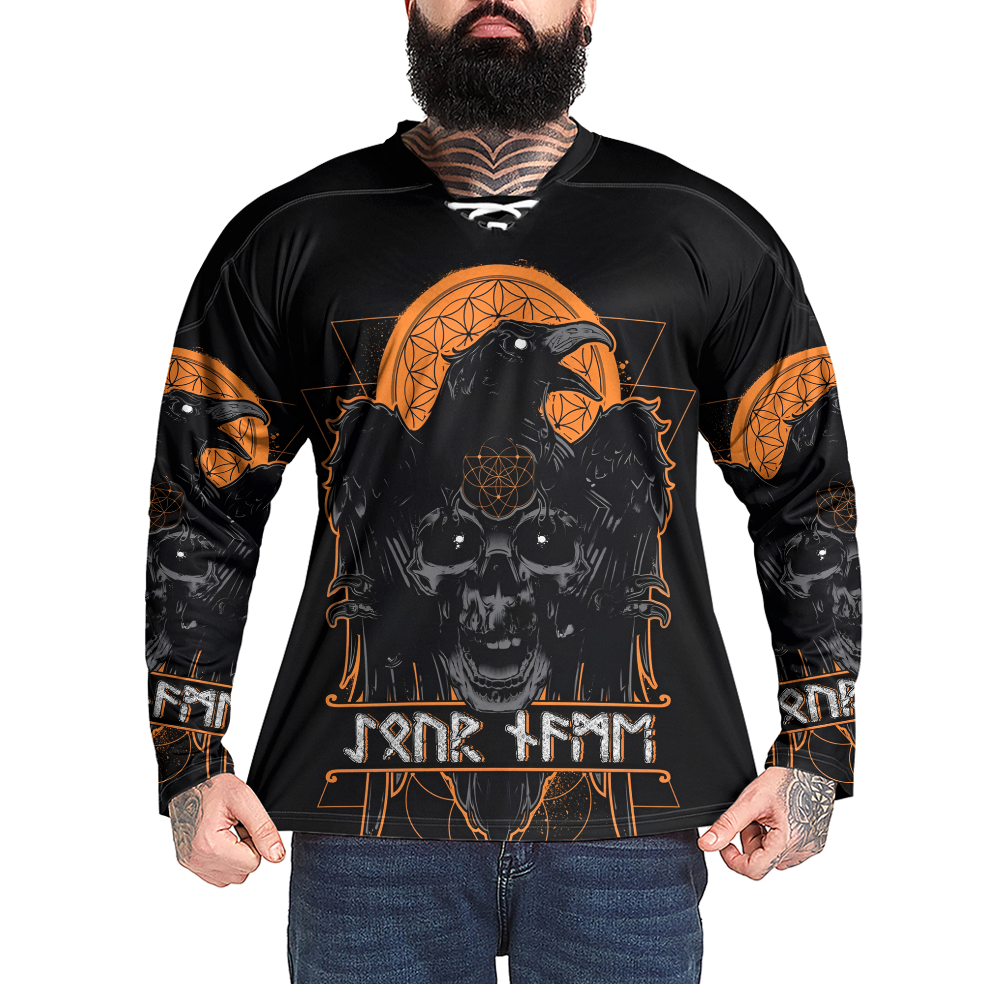 Viking Skull & Ravens Custom Name Viking Laced Jersey